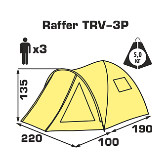 Палатка Raffer Travel-III (100+190*220*135см) (TRV-3P)